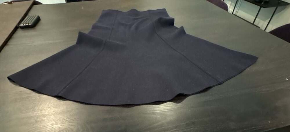 COS Women's Navy A-Line Paneled Flare Knit Skirt Size M stretchy pristine cond.